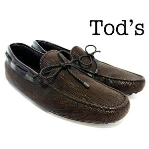 Tods Laccetto Driving Brown Loafers Size 7 1/2